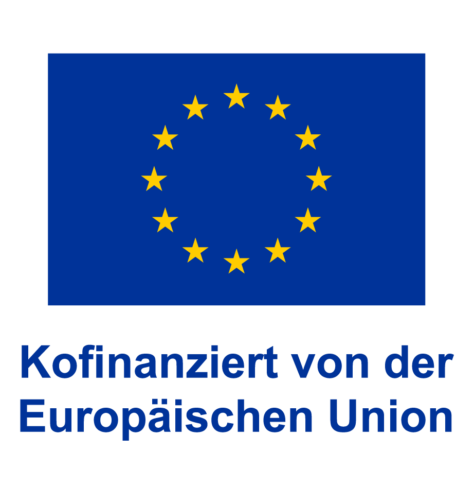 EU Logo- vertikal - mit Claim "Kofinanziert von der Europäischen Union"