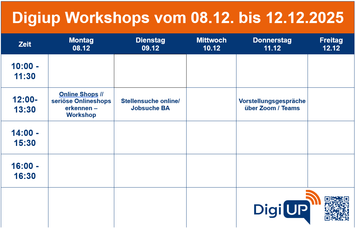Workshopplan KW 26 Workshopplan KW 50